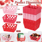18 Pcs Pink Red Valentine'S Day Baskets, 5.51 X 4.33 X 2.44 Small Heart Hollowed Plastic Food Fruit Bread Valentine Baskets Bulk Empty Love Gift Container Storage Bins For Valentine'S Day Party Favor