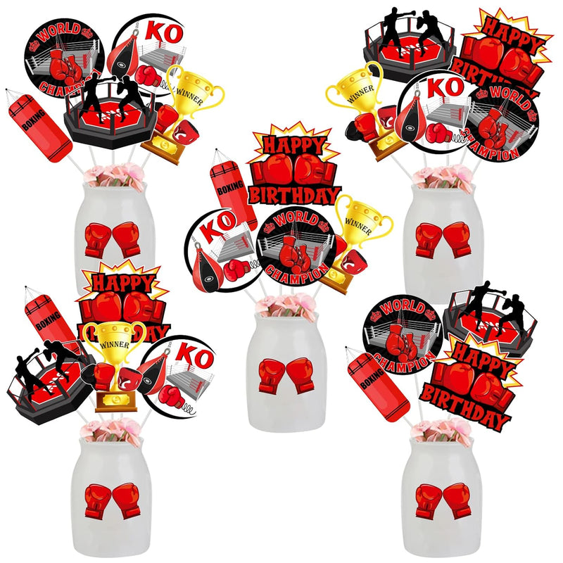 24 Pieces Boxing Birthday Centerpiece Sticks Red Black - Boxing Match