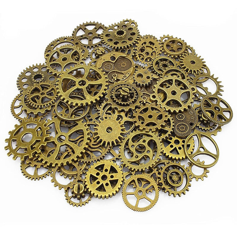 120 Gram Antiqued Bronze Metal Skeleton Steampunk Watch Gear Cog Wheel Sets( 8