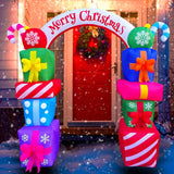 8 Ft Christmas Inflatable Gift Boxes Arch Archway With Candy Merry Christmas Decoration Blow Up Led Lighted For Xmas Law