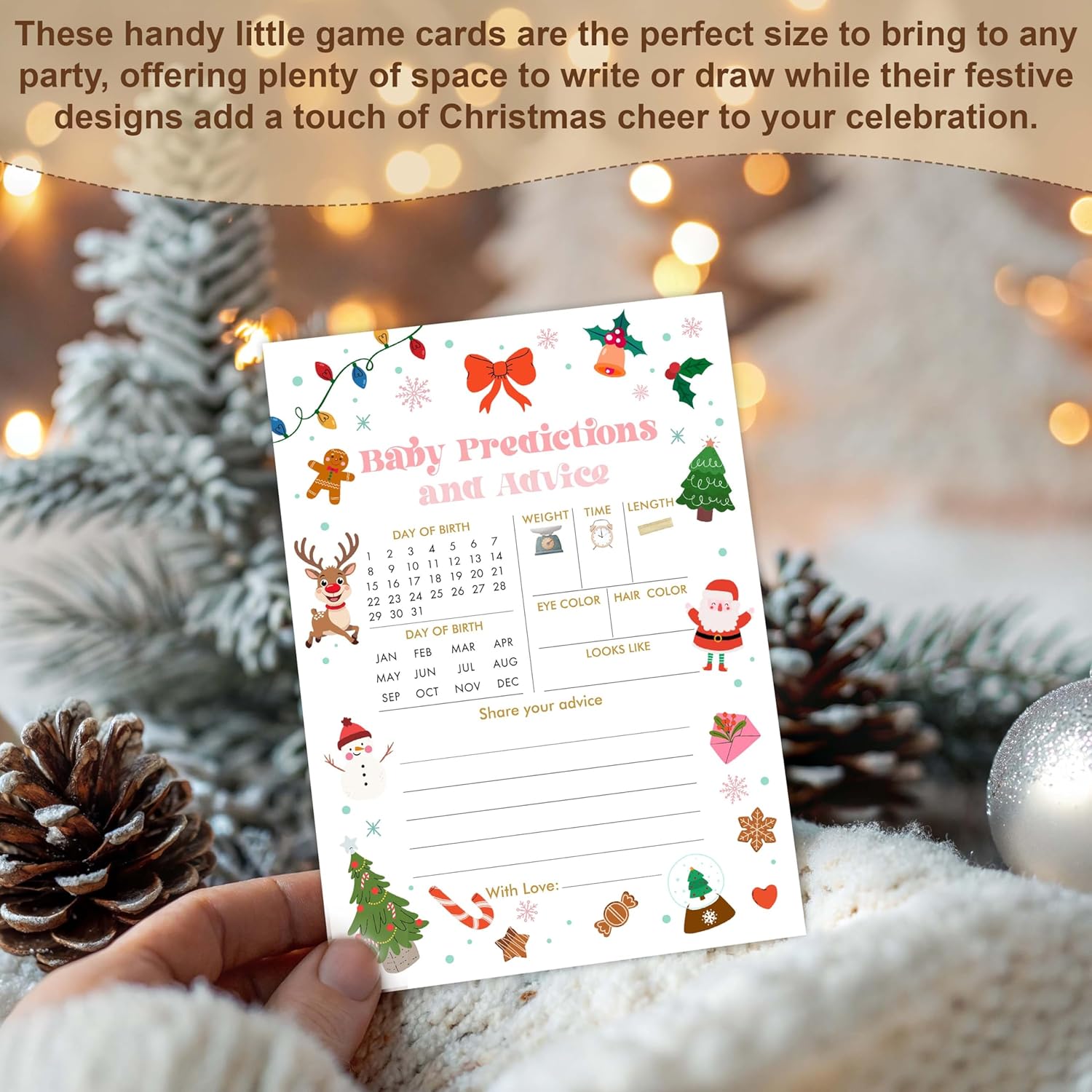 Christmas Predictions And Advice Cards - 30 Pack Double-Sided Christmas Snowman Party Decorations Card - Winter Holiday Party Supplies Favors -A02