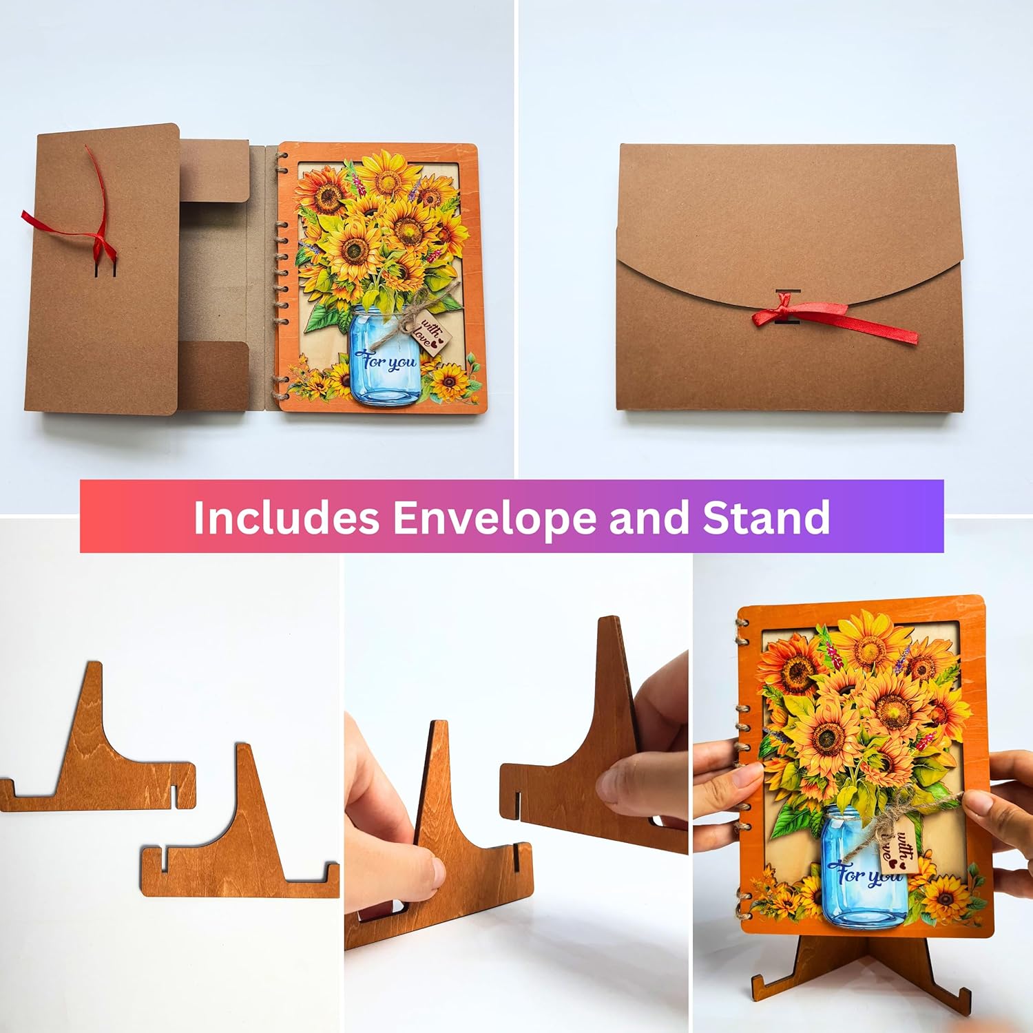 - Wooden Mothers Day Card, 6X8 In Sunflower Mother'S Day Card For Mom, Wife, Daughter, Sister, Grandma, Wood Birthday Gift For Women
