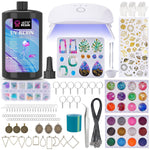 Jewelry Making Kit - 153Pcs Highly Clear Resin With Upgraded Uv Lamp, Resin Accessories For Keychains, Jewelry