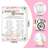 Bridal Shower Game Set - Would She Rather Party Cards For Wedding - Floral Wedding Party Favor Decor - Blush Pink Engagement/Bachelorette Party Games Supplies & Activities - 30 Game Cards(C02)