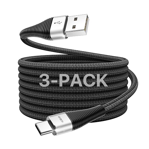 3 Pack 6FT USB A to USB C Fast Charging Cable for iPhone Samsung CarPlay