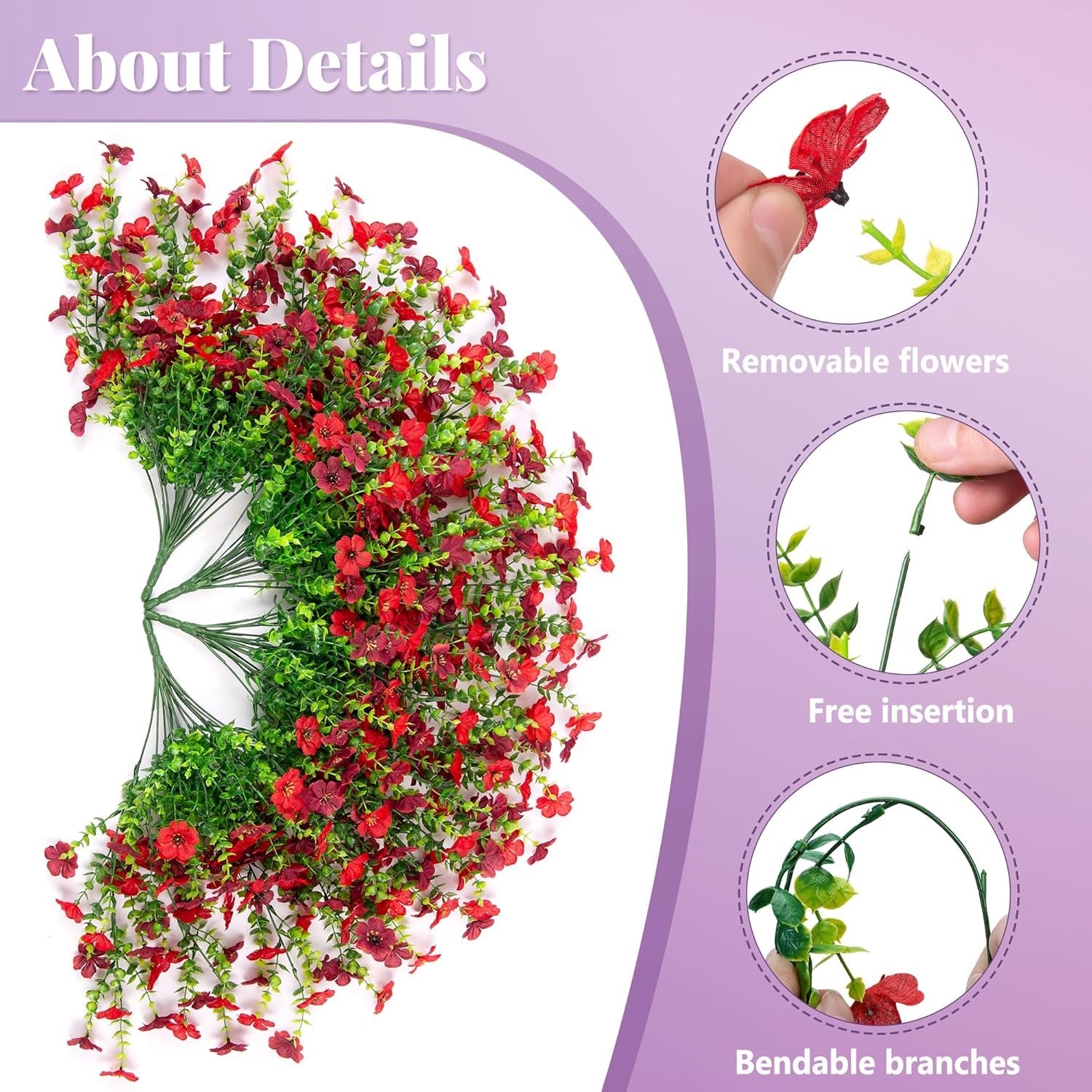 Artificial Fake Hanging Flowers Plants With Basket For Outdoor Spring Decoration, Faux Silk Daisy Flower Real Touch Uv Resistant For Outside Porch Patio Garden Yard Home Decor(Red Brown)