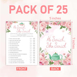 Bridal Shower Games, Blush Pink Floral Wedding Party Games, Bachelorette Party Games, Engagement Party Game Ideas, Tea Party Decor Supplies Favors, (25 Cards) -04
