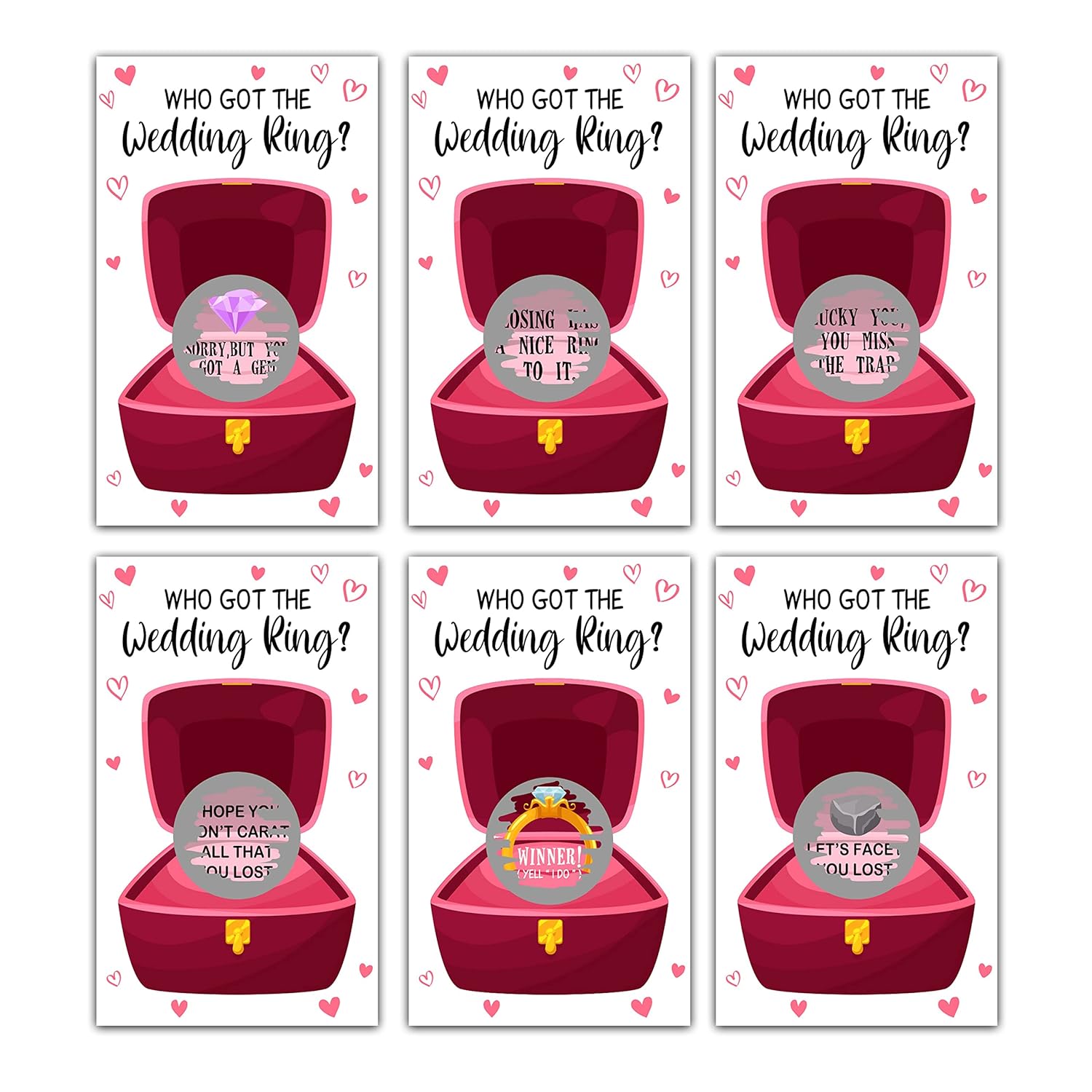 Who Got The Wedding Ring Scratch Off Game Cards, Bridal Shower Scratch Cards, Wedding Shower Games Ideas, Bachelorette Party, Engagement Party Activities & Decorations (22 Pack)-01