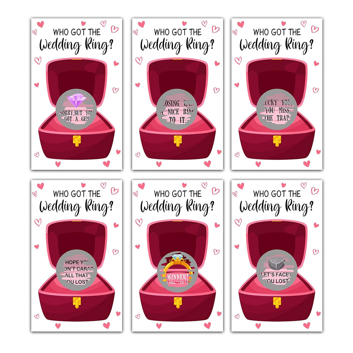 Who Got The Wedding Ring Scratch Off Game Cards, Bridal Shower Scratch Cards, Wedding Shower Games Ideas, Bachelorette Party, Engagement Party Activities & Decorations (22 Pack)-01