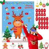 Christmas Party Games For Kids Pin The Nose On The Reindeer Xmas Activities Holiday Party Game With 24Pcs Nose Stickers Pin The Tail Christmas Party Favors Supplies For Adults
