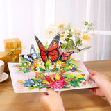 Butterflies Pop Up Birthday Card For Women&Wife, Beautiful Flowers, Ideal Gift For Birthday, Mothers Day, Thank You, Anniversary, Valentines, All Occasion For Women, Wife, Mom, Sister, Grandma, Her