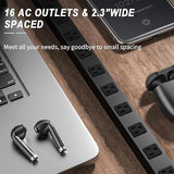 Heavy Duty 16 Outlet Metal Power Strip Surge Protector 6 Foot Cord
