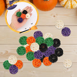 35Pcs Halloween Rattan Balls Decorations, 1.18In/3Cm Black White Green Orange Purple Natural Wicker Balls Ornament Vase Filler With Hemp Rope For Halloween Tree Table Decor Party Supplies