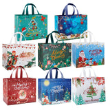 8 Pack Christmas Gift Bags With Handles, Large Non-Woven Tote Bags For Wrapping Xmas Party Favors, 12.8"X9.8"X6.7