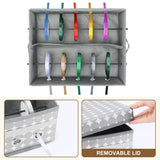 2 Pack Christmas Ribbon Organizer Container Box With Lid Gift Ribbon Organizer 11" X 14" X 5" For Craft Room(Grey,A)