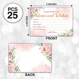Boho Floral Greenery Advice And Wishes Cards, 25 Pcs Blush Pink Double Sided Advice Cards For The Bride And Groom, Mr And Mrs, Bride Shower, Wedding Reception, Engagement Party(06)