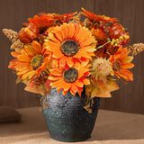 2Pcs Sunflowers Artificial Flowers, Fall Fake Sunflower Bouquet Silk Yellow Flowers For Centerpieces Decor Party Table Gravesites Fall Floral Arrangements Wedding Home Decoration Home Decoration
