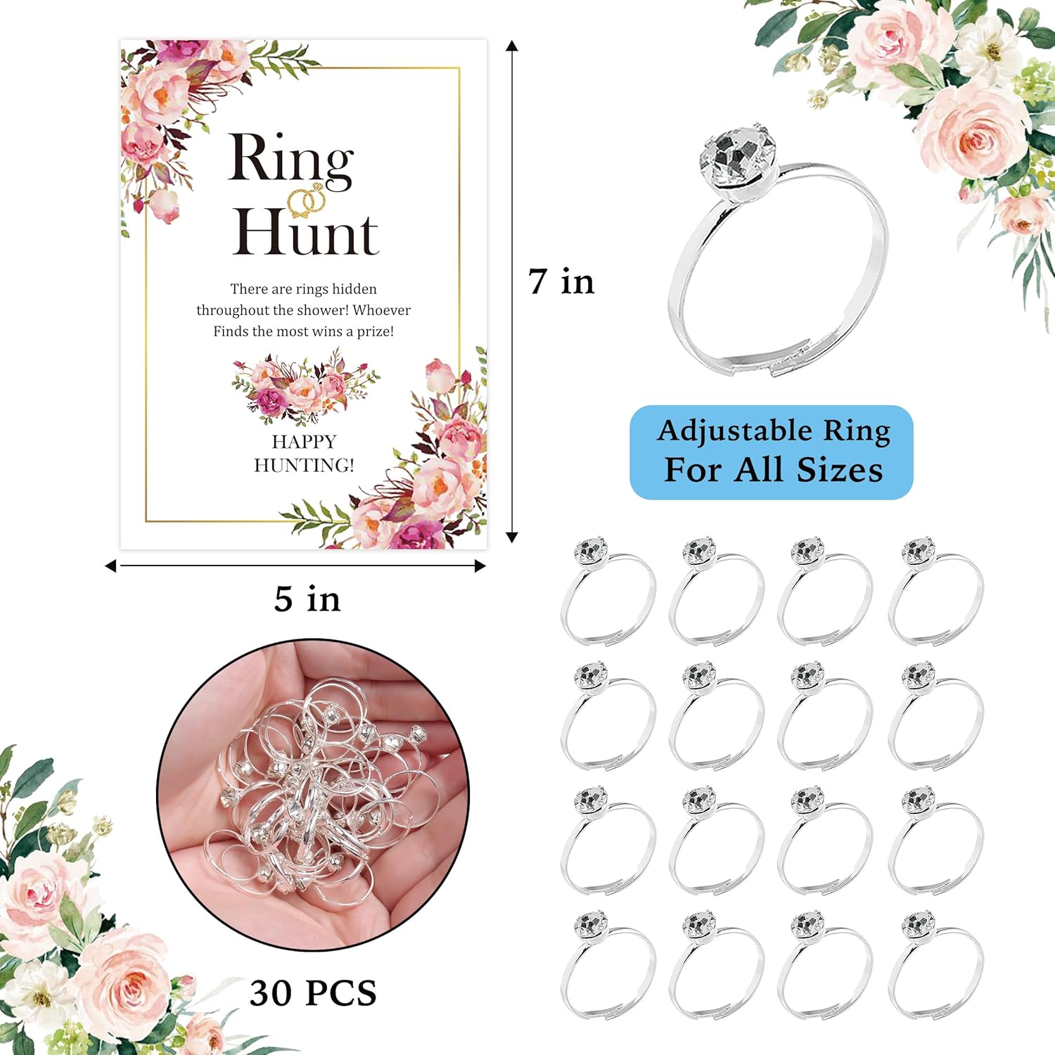 Ring Hunt Game, Bridal Shower Game, Bridal Shower Decoration, Bachelorette Decoration Party, Engagement Party Game, Bridal Shower Party Ring Scavenger Hunt-Jzxb006