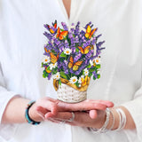 Pop Up Cards, Mini Lavender & Butterflies, 6 Inch Mini Sized Forever Flower Bouquet 3D Popup Greeting Card, Birthday Cards, Thank You Card, Teacher Gifts, Blank Notecard & Envelope