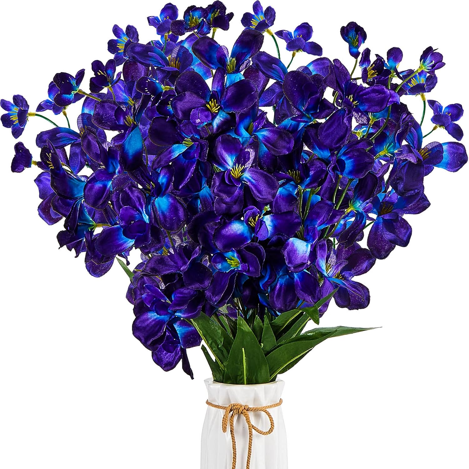 8 Pieces 27 Inches Artificial Purple Blue Orchid Faux Flowers Purple Orchids Silk Flowers For Wedding Dinning Home Restaurant Decoration Bridal Bouquet Corsage Boutonniere Wreath Decor