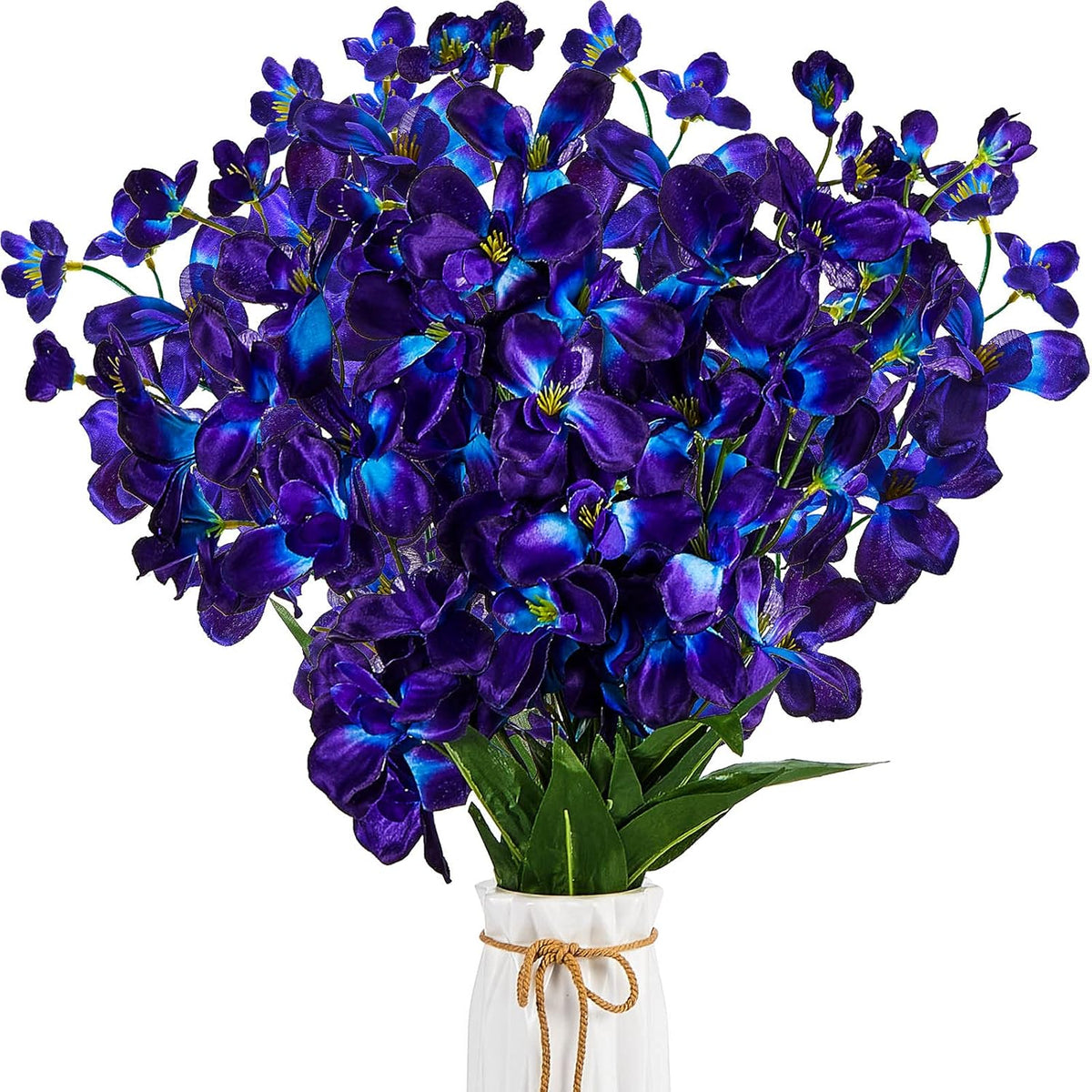 8 Pieces 27 Inches Artificial Purple Blue Orchid Faux Flowers Purple Orchids Silk Flowers For Wedding Dinning Home Restaurant Decoration Bridal Bouquet Corsage Boutonniere Wreath Decor
