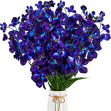 8 Pieces 27 Inches Artificial Purple Blue Orchid Faux Flowers Purple Orchids Silk Flowers For Wedding Dinning Home Restaurant Decoration Bridal Bouquet Corsage Boutonniere Wreath Decor
