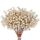36Pcs Christmas Glitter Berries Stems, 9.5 Inch Artificial Christmas Tree Picks For Christmas Tree Decorations Ornaments Diy Crafts Vases Holiday Wedding Home Xmas Decor(Champagne)