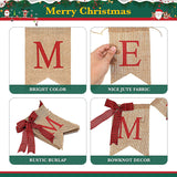 Merry Christmas Banner Xmas Burlap Bunting Garland Christmas Decorations For Fireplace Chimney Wall Tree Party Indoor Outdoor Party Office Classroom(Flaxen)