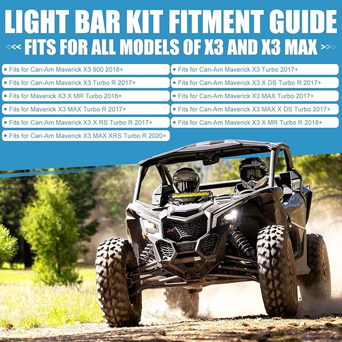 12 Inch LED Light Bar Kit Compatible with Can Am Maverick X3 2017 to 2025 Shock Tower Mount with Wiring Harness
