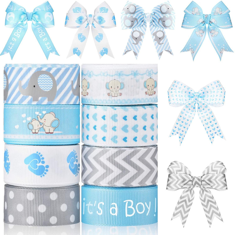 8 Roll Baby Elephant Grosgrain Ribbon 7/8 Inch Baby Shower Craft Ribbo