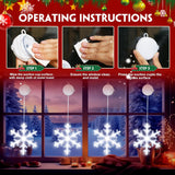 Christmas Decorations 3Pcs White Snowflake Window Lights With Suction Cup Battery Operated Christmas Lights, Hanging Lig