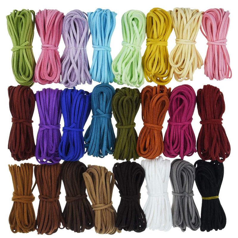 130 Yards 24 Bundles Suede Cord, Leather Cord 2.6Mm X 1.5Mm Suede Leat