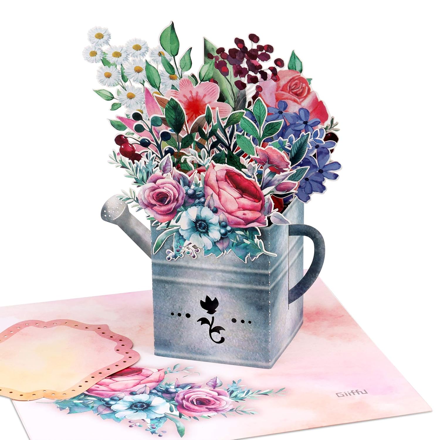 3D Pop Up Flower Cards-Watering Can With Flowers, Pop Up Card Greeting Cards For Mom, Grandmother, 3D Bouquet Card With Blankcard And Envelope, For Birthday, Mother'S Day, Thank You, All Occasions