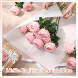 20 Pcs Real Touch Peonies Austin Roses Artificial Flowers, Faux Look Real Long Stems Fake Flower With Big Blooms For Christmas Valentines Wedding Party Diy Arrangement Home Decor(Pink)