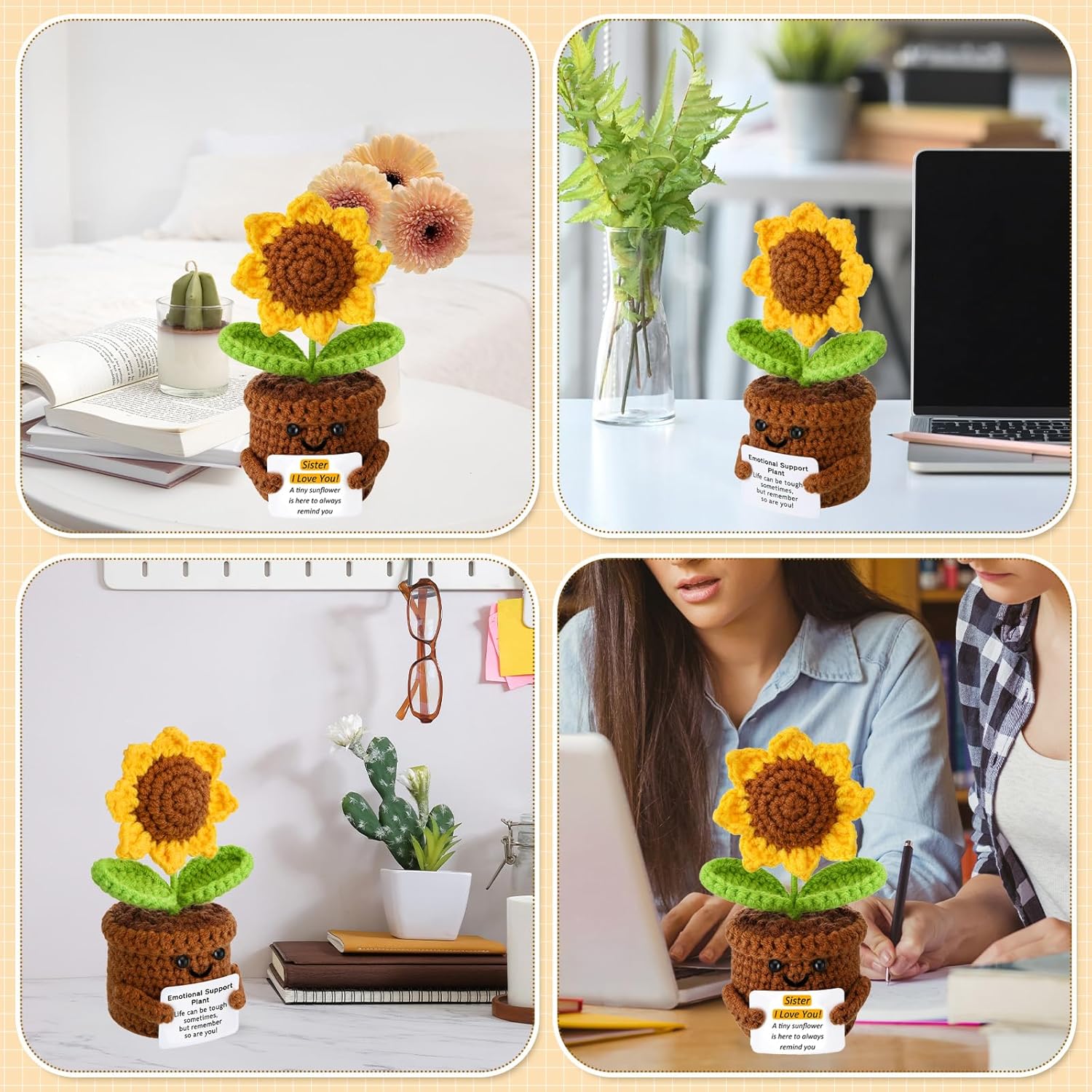 Valentines Day Gifts For Her Sister Birthday Gifts From Sister Emotional Support Crochet Sunflower Gifts For Women Friends