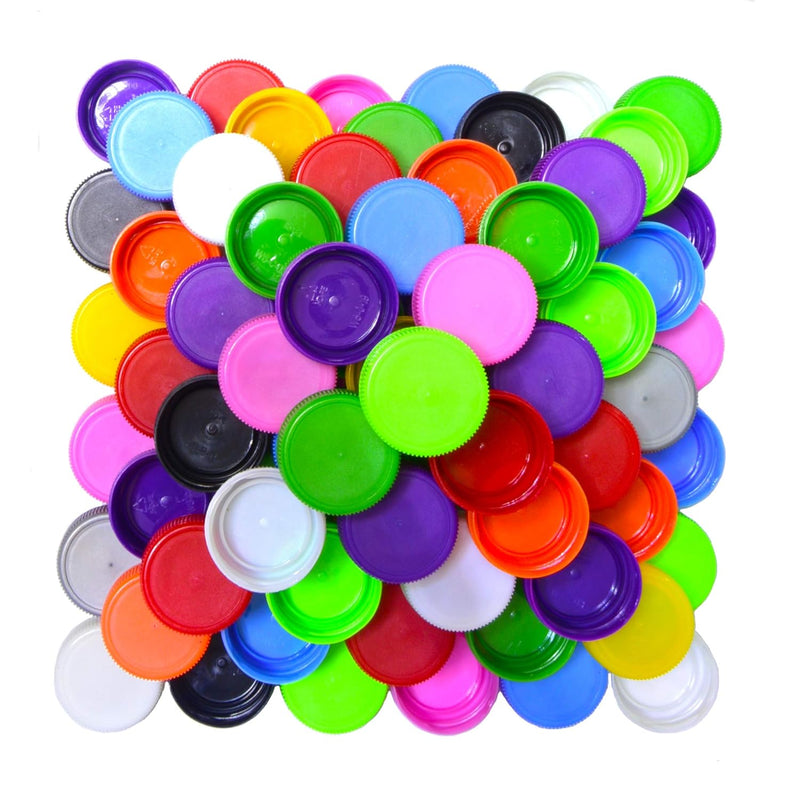 Pack Of 100 Mixed-Color Plastic Bottle Caps For Kids Diy Craft Scrapbooks