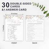 Boho Flowers Baby Shower Game Activities, Name That Baby Song & Baby Shower Feud Theme Game Cards, 30 Floral Game Cards & 1 Answer Card, Decorations & Supplies For Baby Shower Party?5X7 Inches? - C05