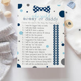 Blue Baby Shower Games For Boys - 25 Guess Who Mommy Or Daddy Game Cards - Fun Prize Guessing Activities For Guests - Navy And Grey Little Man Bowtie Theme