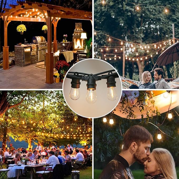 15 Pack Shatterproof LED String Light Bulbs E26 Base Waterproof 2200K Warm White