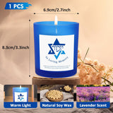 Yahrzeit Candles - Yahrzeit Memorial Candles, Memorial Bereavement Gifts For Loss Of Loved One, Jewish Sympathy, Natural Soy Wax Hand Poured 7Oz (Blue)