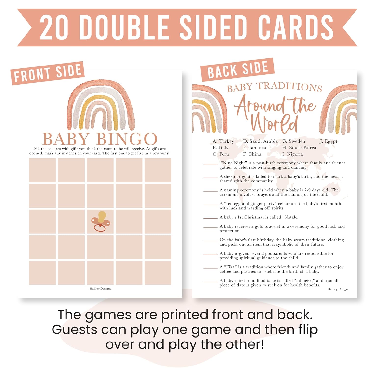 20 Boho Baby Shower Games For Girl-Hilarious Funny Baby Tradition Cards