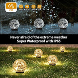 Solar Globe Lights Outdoor Waterproof Cracked Glass Ball Garden Orbs Patio Yard Decor