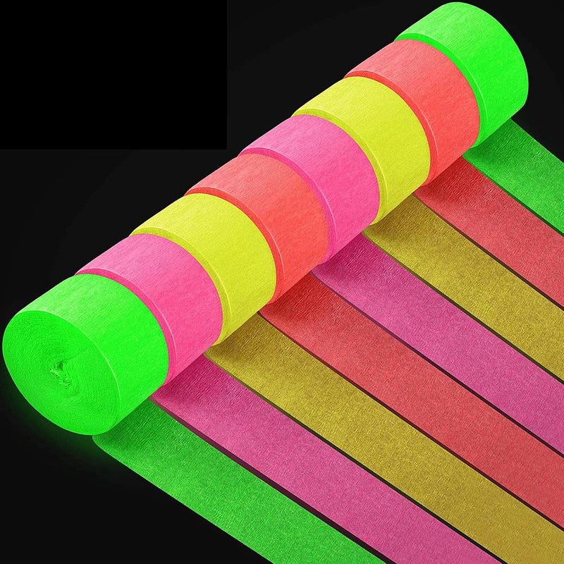 8 Rolls Crepe Paper Streamers Glow Party Crepe Paper Streamer Roll Fluorescent