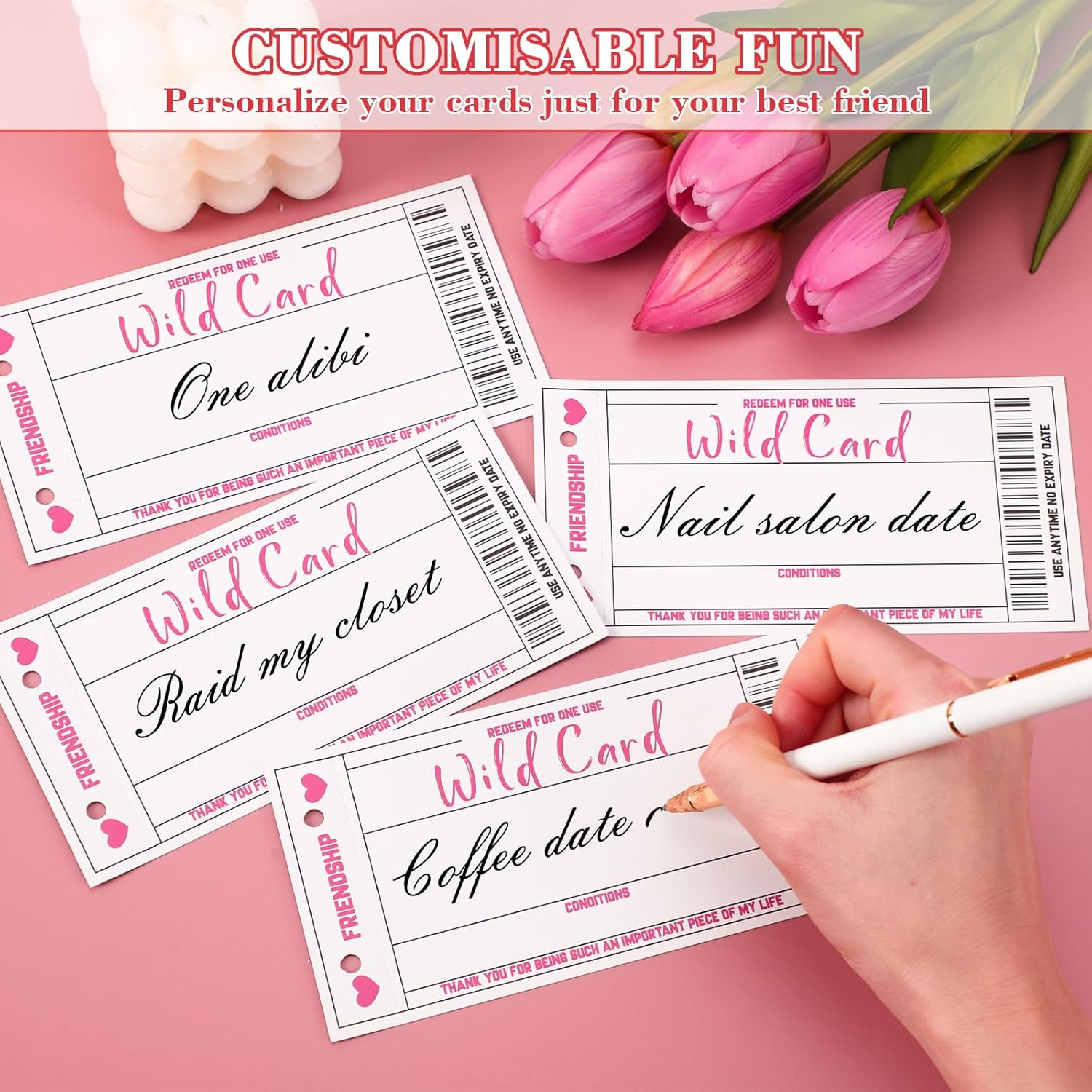 Best Friend Coupon Book For Bestie - Best Friend Birthday Gifts For Women, 20 Fun Friendship Vouchers + 10 Blank Wild Cards - Friendship Galentine'S Day Gifts For Bff, Sister