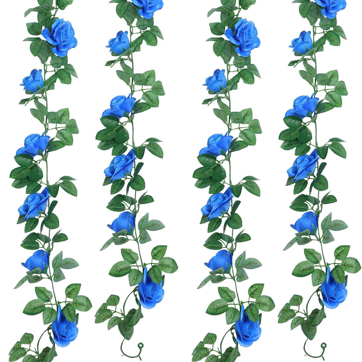 Artificial Rose Garlands Rose Vines Leaves Banners Hanging Fake Floral Garland Flower Vine For Wedding Arch Ceremony Home Garden Outdoor Party Wall Decorations, 14.4 Ft(Royal Blue,2 Pieces)
