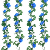 Artificial Rose Garlands Rose Vines Leaves Banners Hanging Fake Floral Garland Flower Vine For Wedding Arch Ceremony Home Garden Outdoor Party Wall Decorations, 14.4 Ft(Royal Blue,2 Pieces)