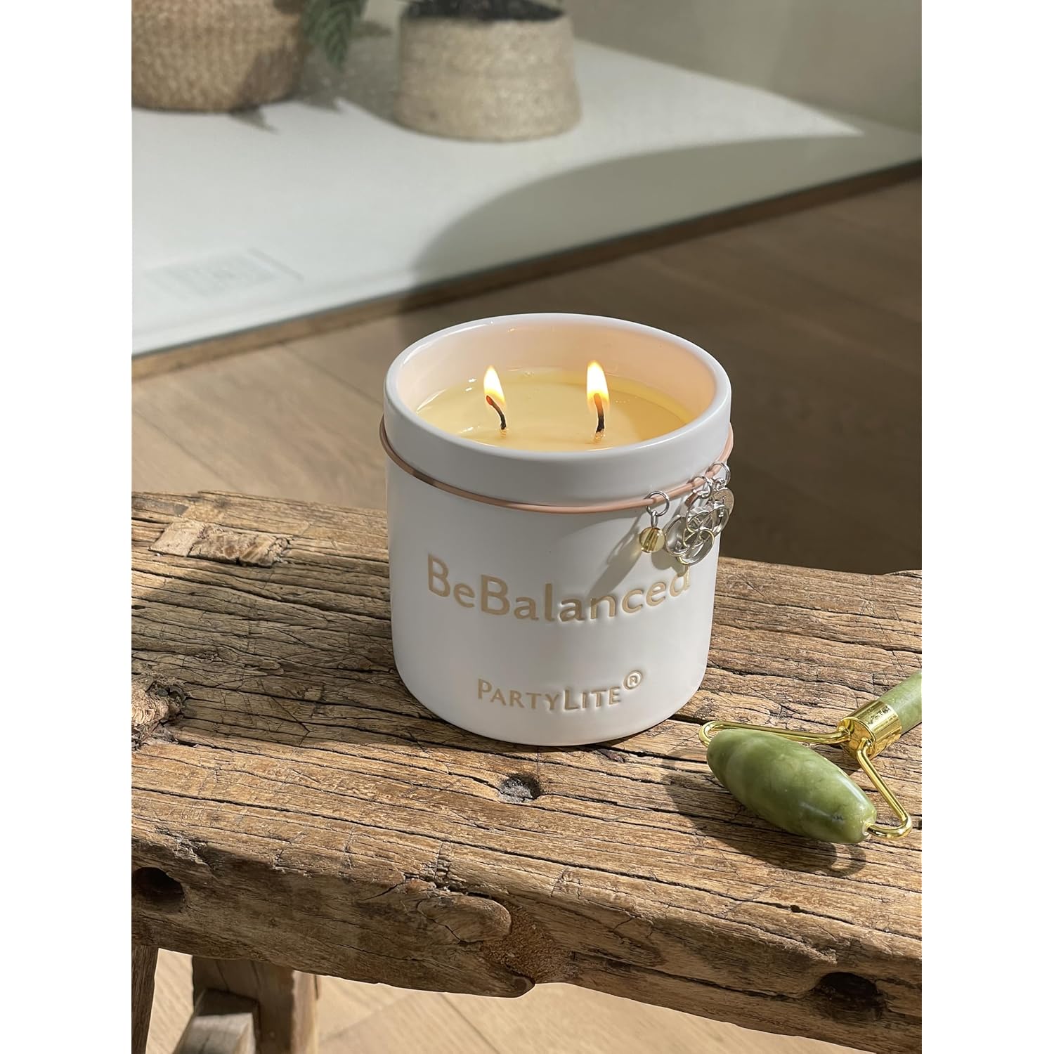 PartyLite Be Well Lemongrass + Thyme Jar Candle, 40-50 Hour Burn, 100% Soy Wax, Essential Oils, Ceramic Jar