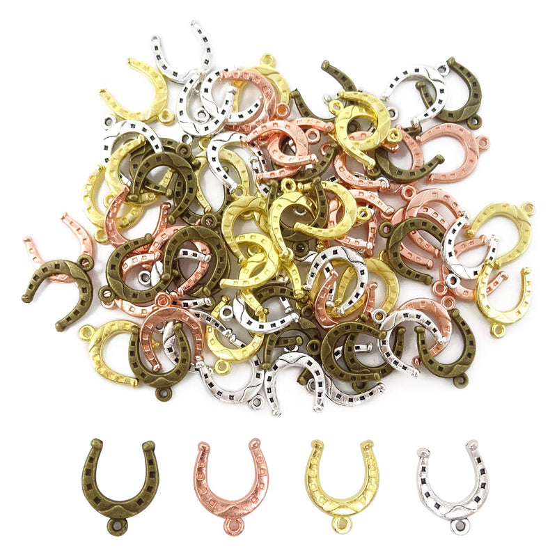 80Pcs Alloy Horseshoe Charms Pendant Diy Craft Jewelry Making Accessory