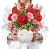 Blooming Roses Pop-Up Card, 12” Life-Size Paper Flower Bouquet, Valentine’S Day & Anniversary Card, 3D Greeting Card With Blank Note & Envelope