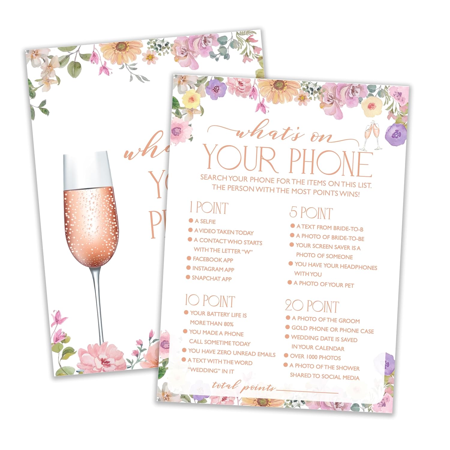 Bridal Shower Games, Wildflowers Games, What'S On Your Phone Games, Bachelorette Party Decorations, Engagement Party Supplies, Couple Shower Ideas, Spring Flowers Wedding Games For 25 Guests-12